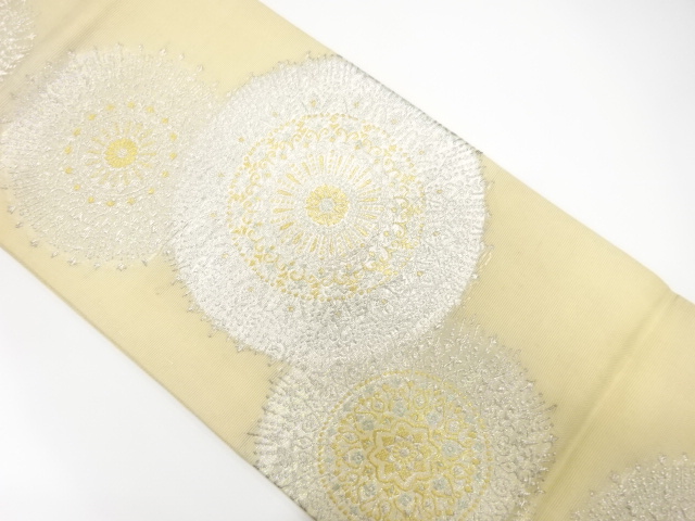 JAPANESE KIMONO / ANTIQUE SUMMER FUKURO OBI / SILK / WOVEN FLORAL CREST